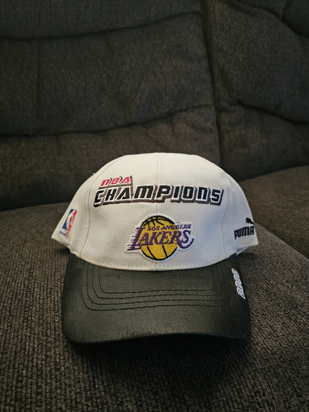 Puma Los Angeles Lakers White and Black NBA Champions Hat